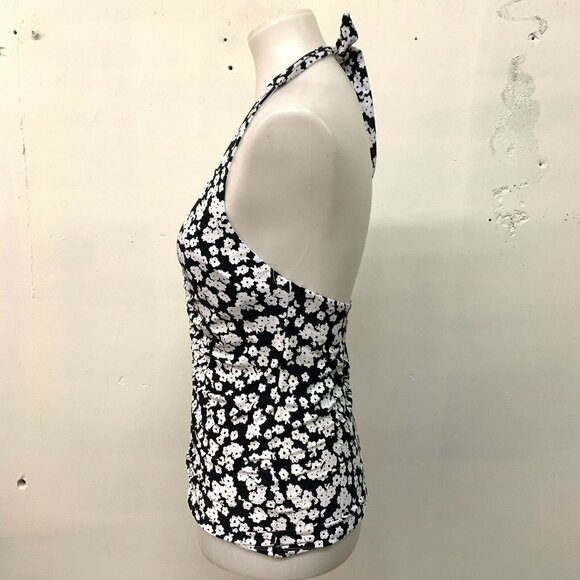Anne Cole Black White Floral Halter Tankini Swim Swimsuit - Picture 2 of 4